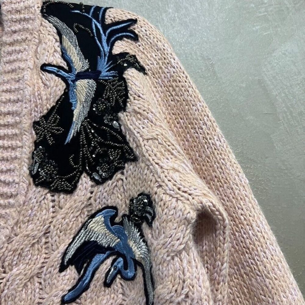 Anthropologie Wendy Wurtzburger Marcella Volini Dancing Crane Cardigan XS NEW - Picture 6 of 8